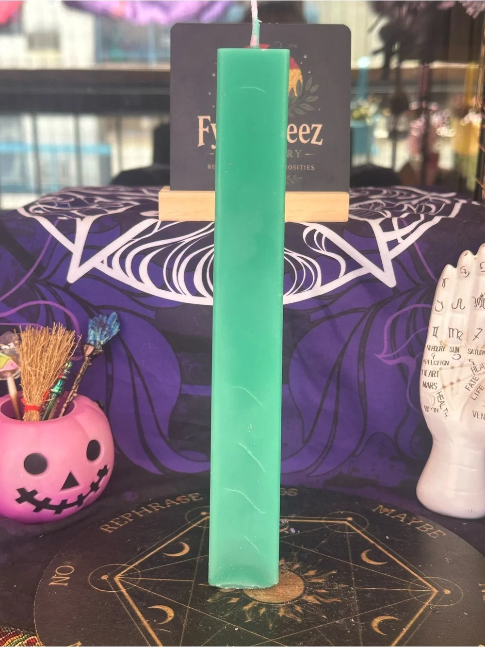 Turquoise Triangle Column Candle